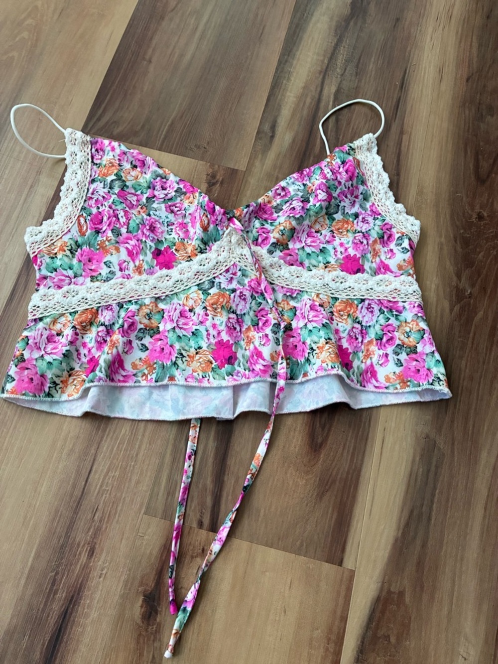 SHEIN Pink Floral Print Spaghetti Strap Dress